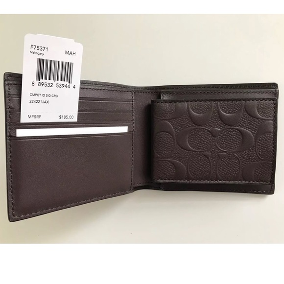 100% Authentic Coach Men’s Embossed Wallet Double - Picture 6 of 8